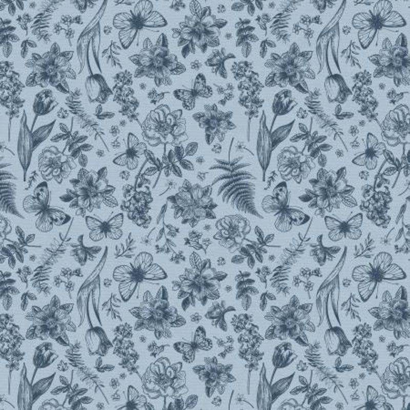 Blue Birds Of A Feather 118 Cotton (183-25355)  Sold in UNITS of  metre