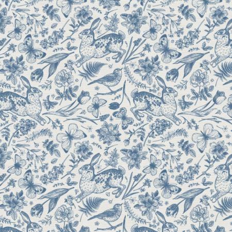 Blue On White Garden Toss 118 Cotton (183-25350)  Sold in UNITS of  metre