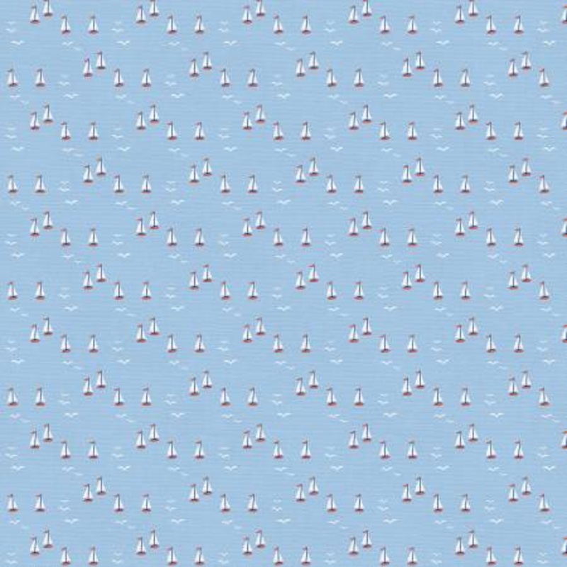 Blue Sailboats 118 Cotton (183-25287)  Sold in UNITS of  metre