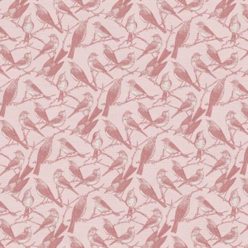 Coral Birds Of A Feather 118 Cotton (183-25339)  Sold in UNITS of  metre