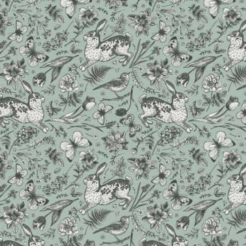 Dark Green On Light Green Garden Toss 118 Cotton (183-25343)  Sold in UNITS of  metre