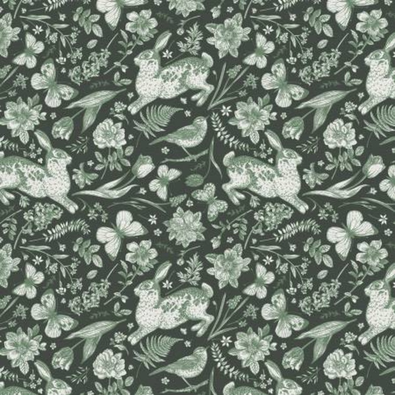 Light Green On Dark Green Garden Toss 118 Cotton (183-25344)  Sold in UNITS of  metre