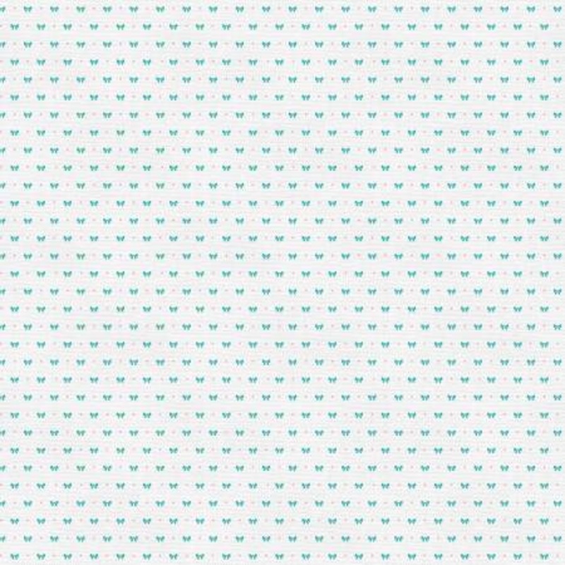 Teal on White Bows 118 Cotton (183-25275)  Sold in UNITS of  metre