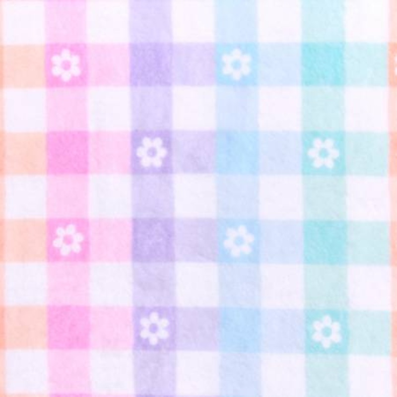 60 Minky Pastel Gingham Daisy  Sold in UNITS of  metre