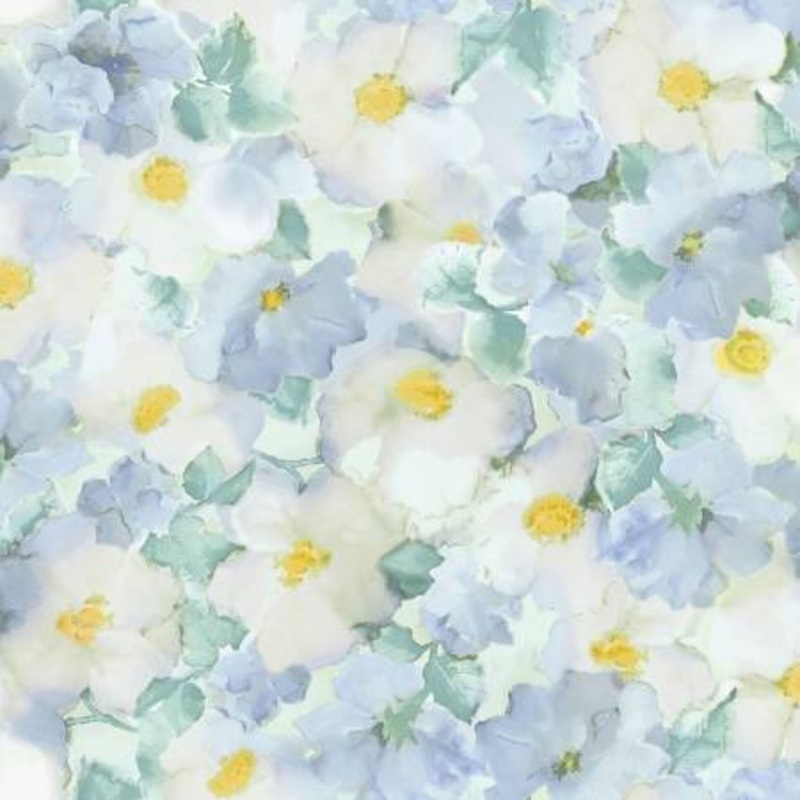 Blue Flower Wash 108 Cotton (QB10800M-B) - Sold in UNITS of 1/4 metre