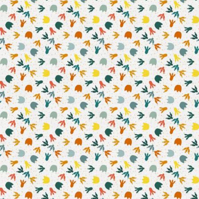 Blue/Orange Ditsy Footprints 118 Cotton (183-25419)  Sold in UNITS of  metre