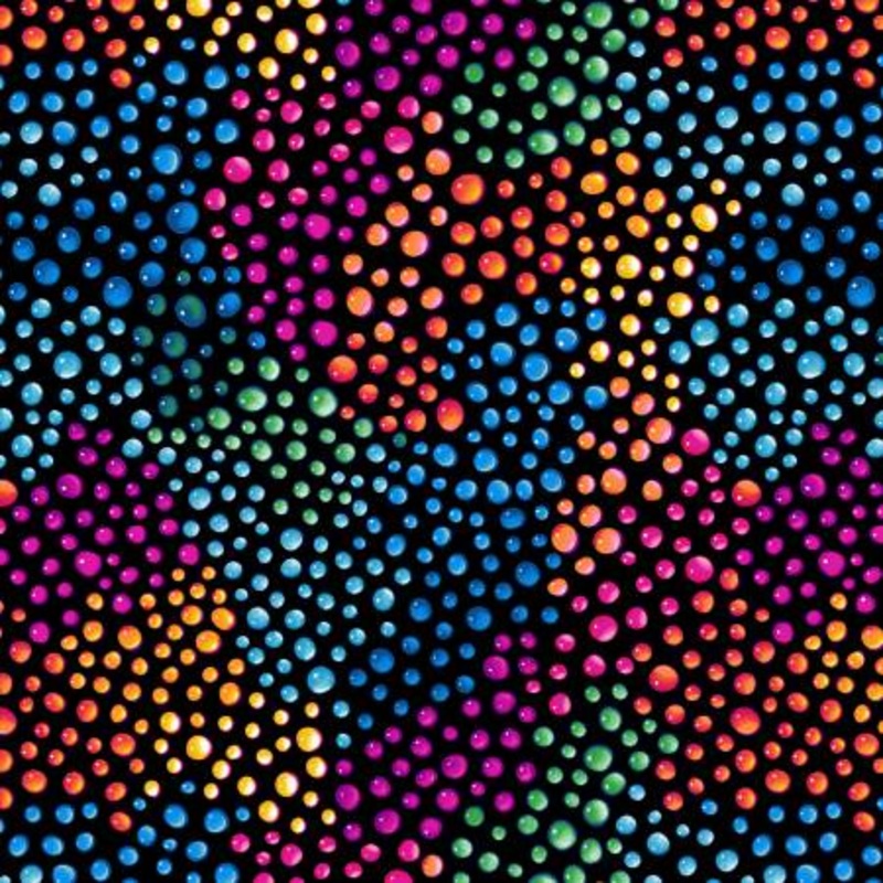 Black/Multi Water Droplets 108 Cotton (BQ3328-99)  Sold in UNITS of  metre