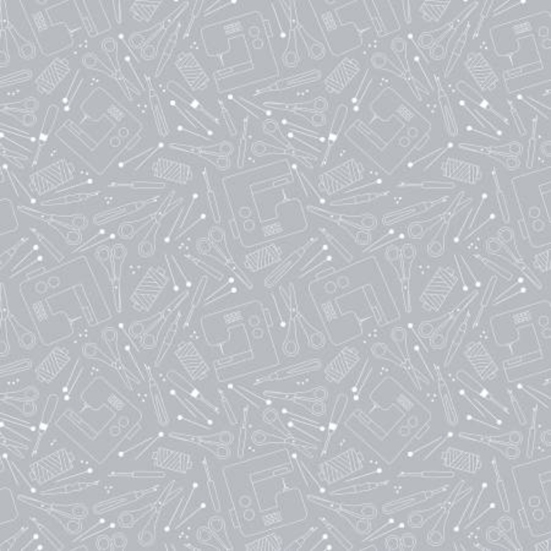 Grey Happy Quilting 108 Cotton (16435WB-08) - Sold in UNITS of 1/4 metre