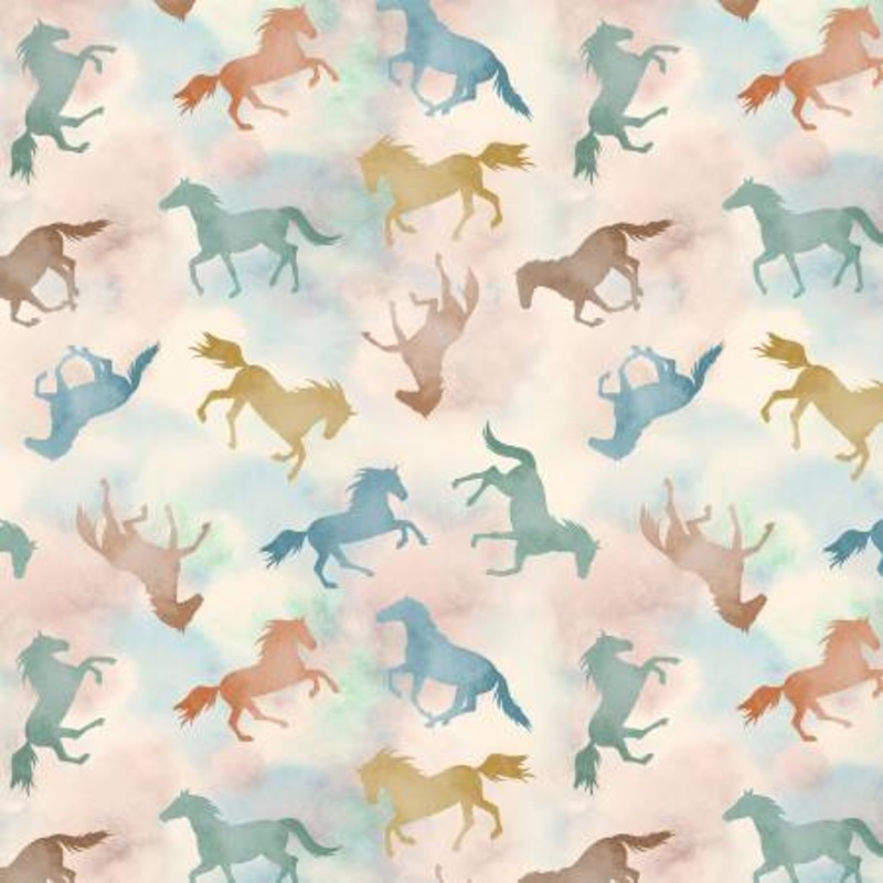 Multi Shadow Horses 108 Cotton (14808WB-99)  Sold in UNITS of  metre