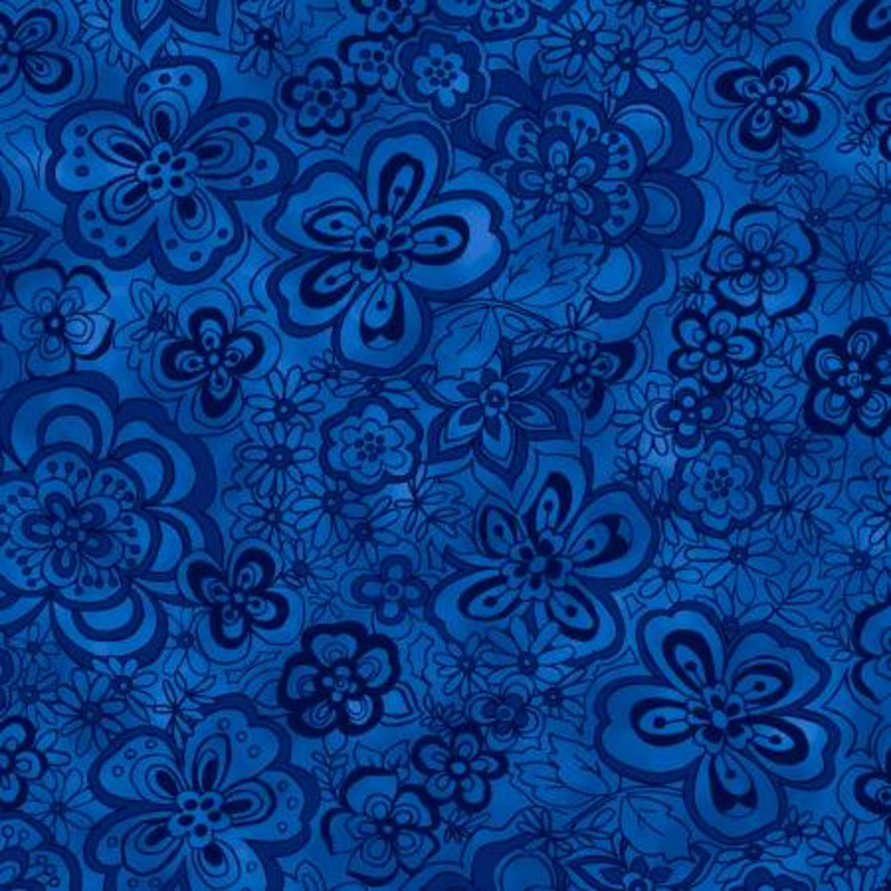 Navy Tonal Floral 108 Cotton (BQ3500-77)  Sold in UNITS of  metre