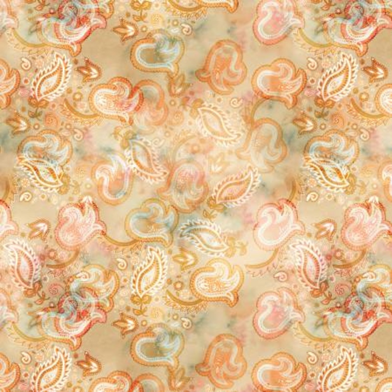 Shadow Paisley Buff 108 Cotton (14810WB-73)  Sold in UNITS of  metre