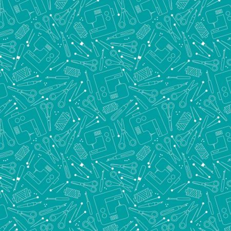 Teal Happy Quilting 108 Cotton (16435WB-84) - Sold in UNITS of 1/4 metre