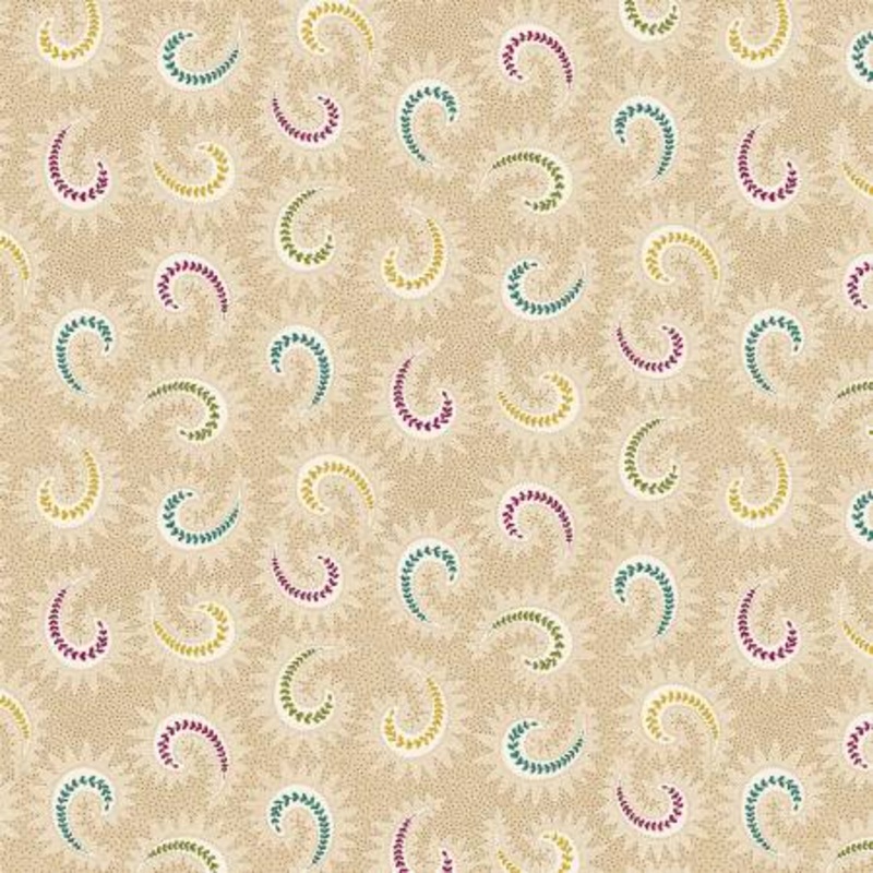 Toast Stylized Paisley 108 Cotton (1830-44)  Sold in UNITS of  metre
