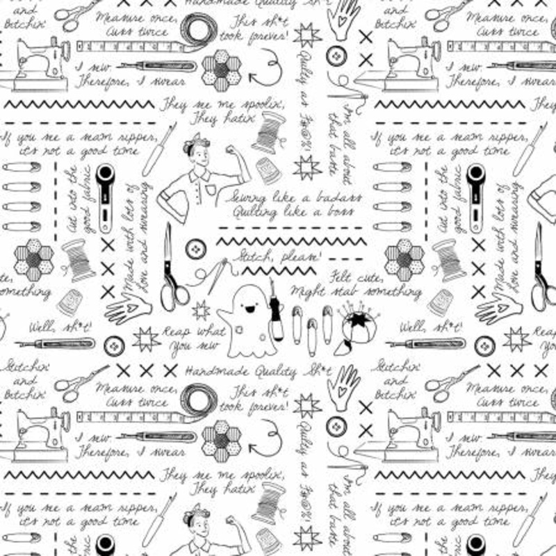 White Sweary Stitching 108 Cotton (XST-DPJ3098WHITE) - Sold in UNITS of 1/4 metre