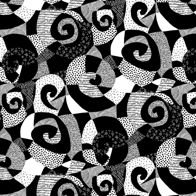 Black/White Large Swirls 118 Cotton (8245S-90) - Sold in UNITS of 1/4 metre