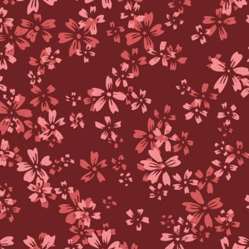Burgundy Wildflower Eventide 108 Organic Cotton (227888-X) - Sold in UNITS of 1/4 metre