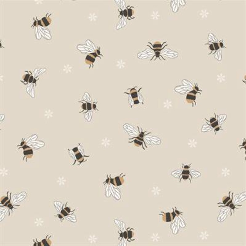 Lewis & Irene - Dark Cream Bees 108 Cotton (W5) - Sold in UNITS of 1/4 metre