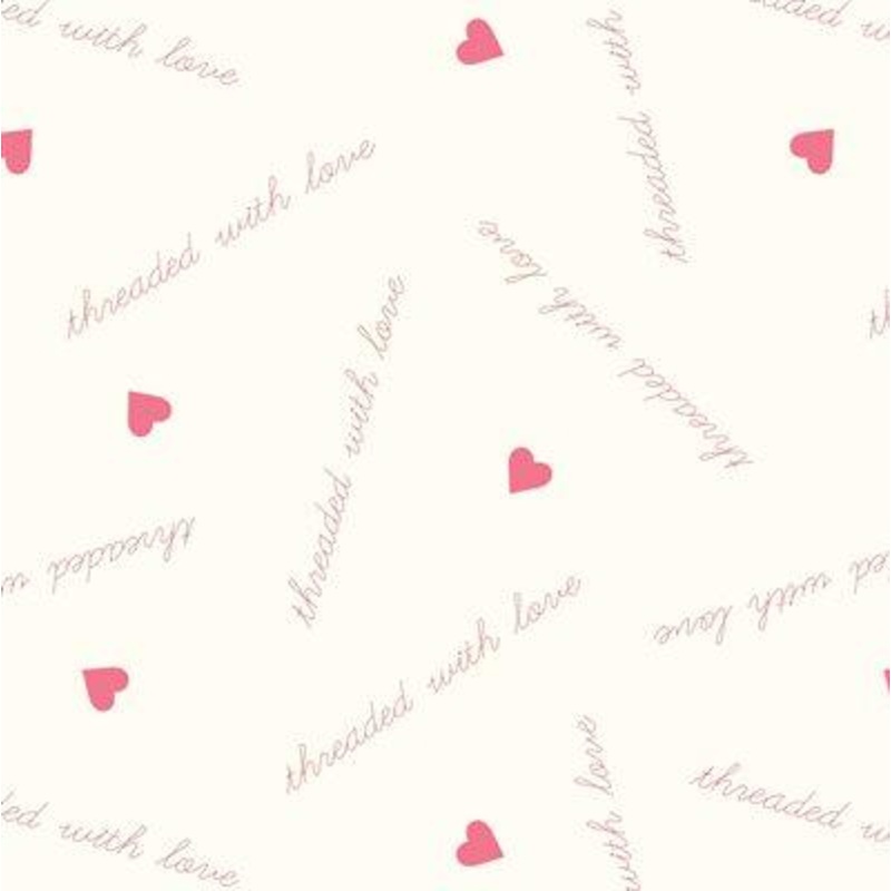 Pink Threaded With Love By Lewis & Irene  108 Cotton (W1) - Sold in UNITS of 1/4 metre