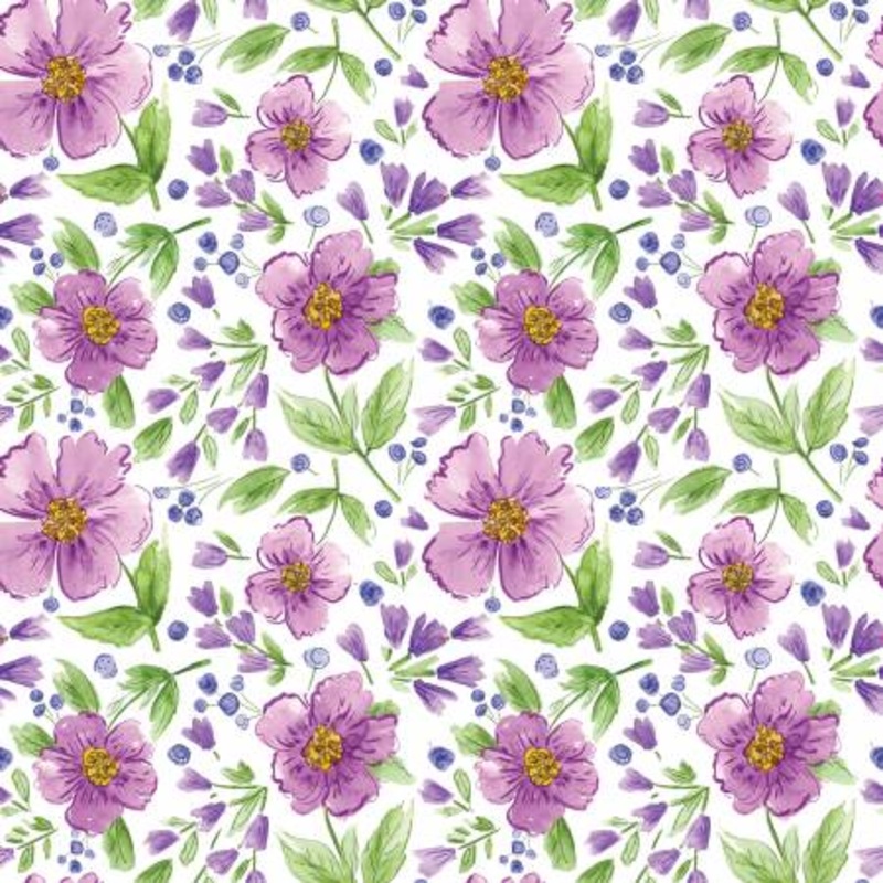 Plum Petals Flower Toss 108 Cotton (WB15647R-CLOUD)  Sold in UNITS of  metre