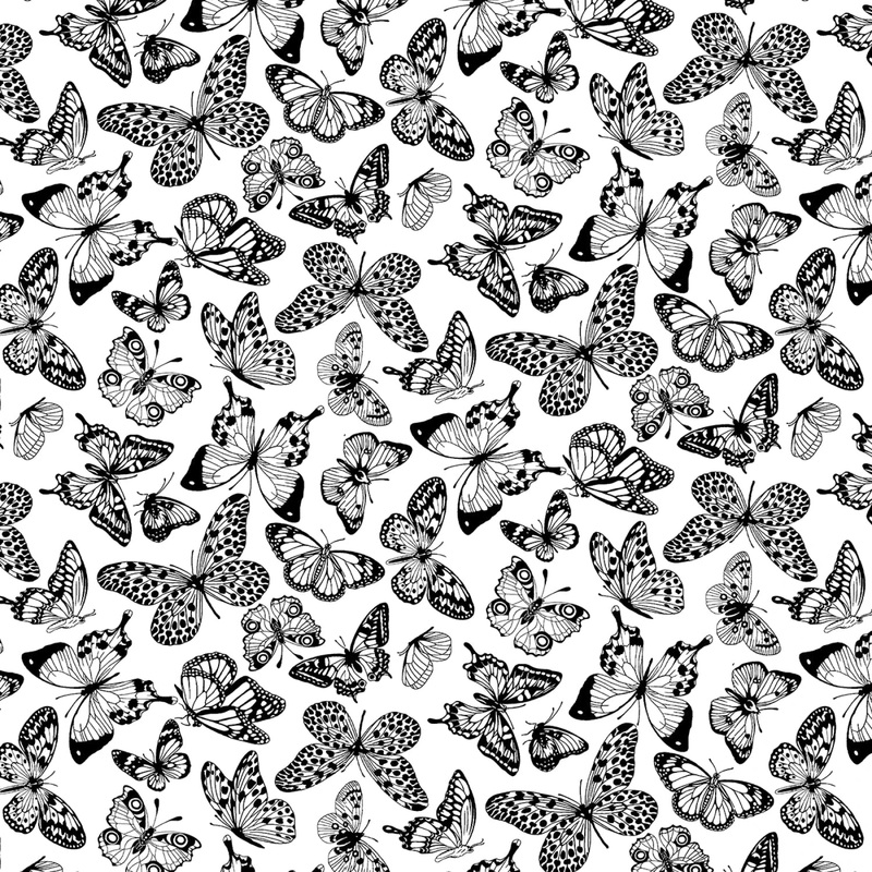 White/Black Butterflies 118 Cotton (8247S-09) - Sold in UNITS of 1/4 metre
