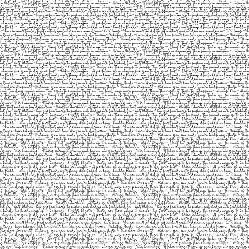 White/Black Script 118 Cotton (8244S-09) - Sold in UNITS of 1/4 metre