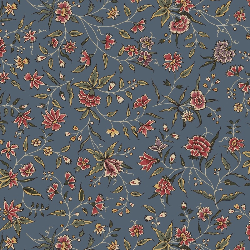 44 Freedom Rings - Blue Medium Floral Cotton (R651372D-BLUE) - Sold in UNITS of 1/4 metre