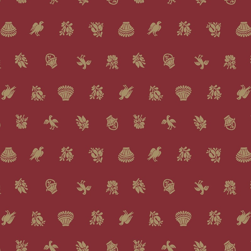 44 Freedom Rings - Red Birds & Baskets Cotton (R651375D-RED) - Sold in UNITS of 1/4 metre