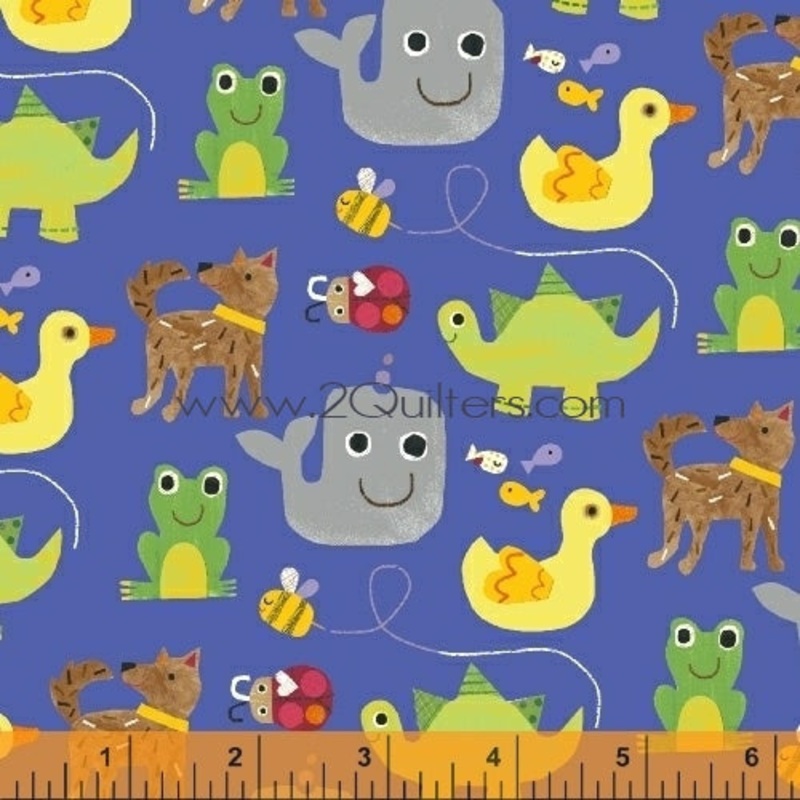 *Closeout Sale* Color and Count, Animals Only (blue), per half-yard