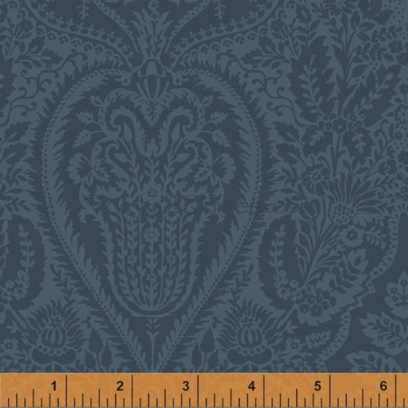 *Closeout Sale* Dover Flannel, Mono Paisley (navy), per half-yard
