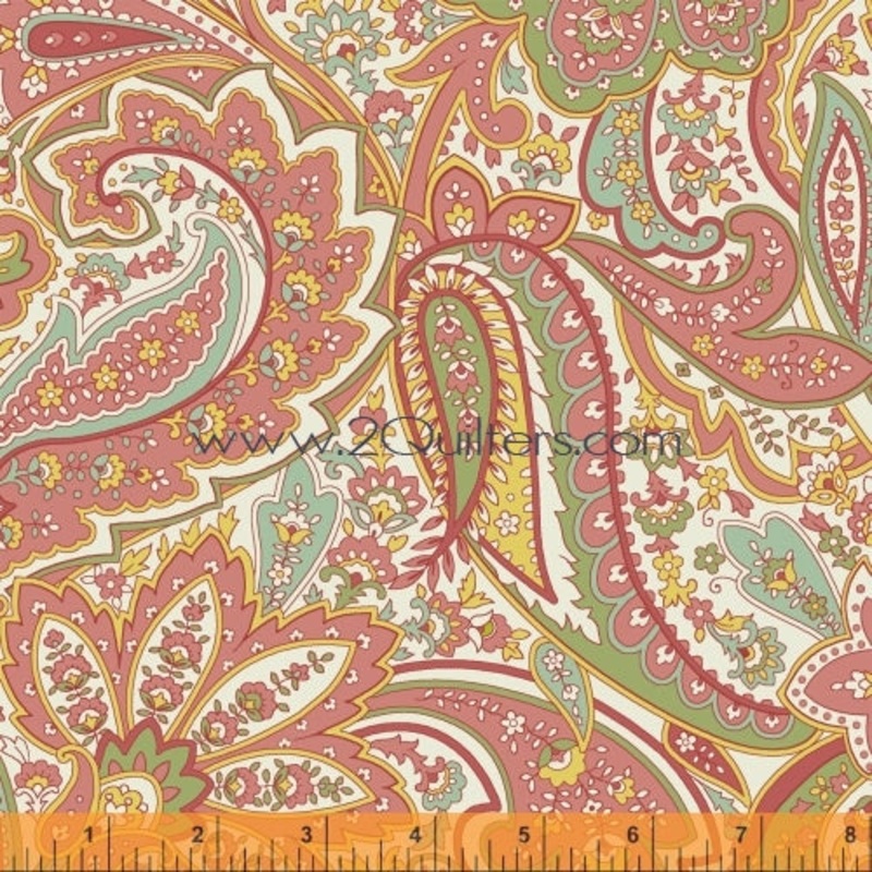 *Closeout Sale* Dover Flannel, Paisley (coral), per half-yard