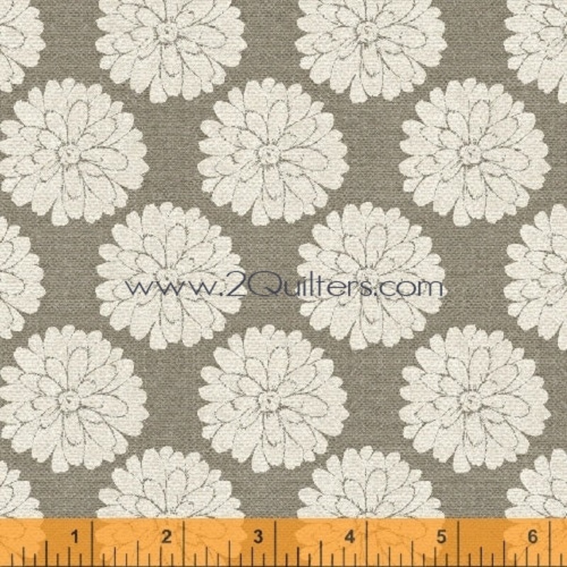 *Closeout Sale* Jardin de Provence, Mums in linen (cotton fabric), per half-yard