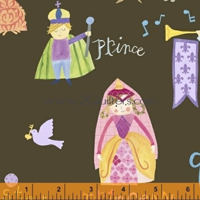 *Closeout Sale* Meet the Royal Court, Royal Family (brown), per half-yard