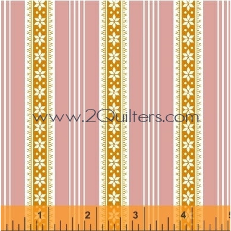 *Closeout Sale* Modern Country Floral Stripes (pink), per half-yard