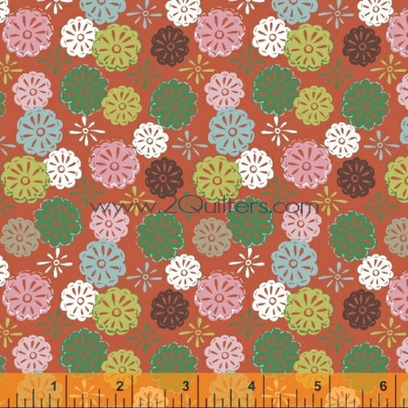 *Closeout Sale* Mouse Camp Flowers Corduroy (red), 36 (LAST PIECE)