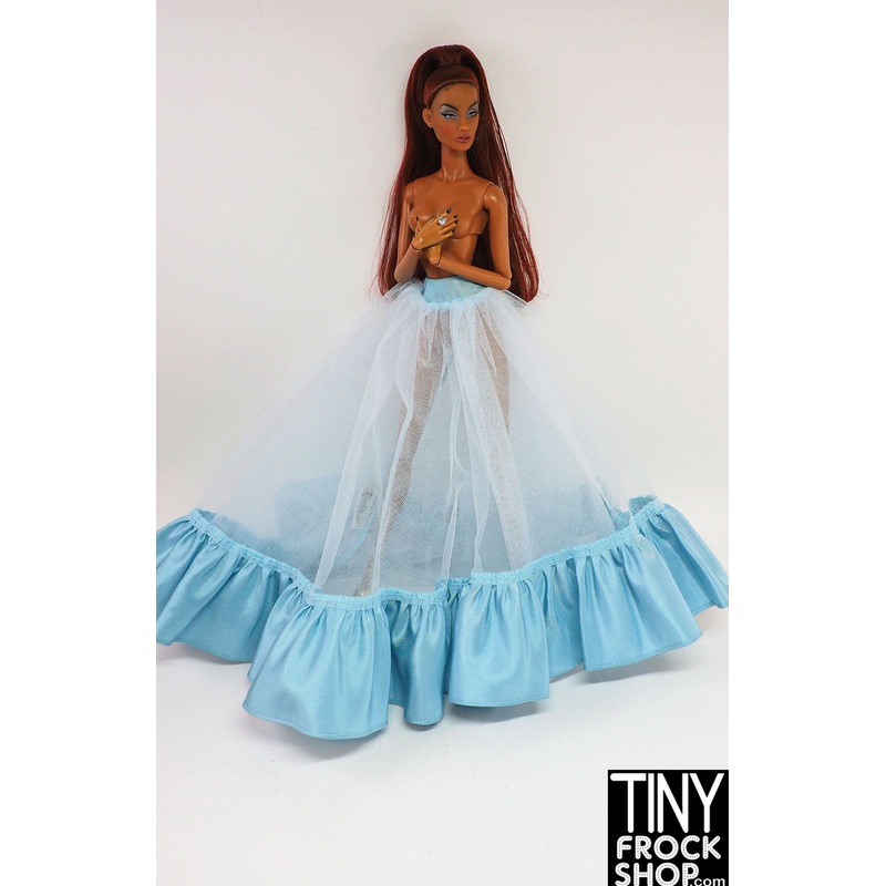 12 Fashion Doll Collector Blue and White Sweep Crinoline
