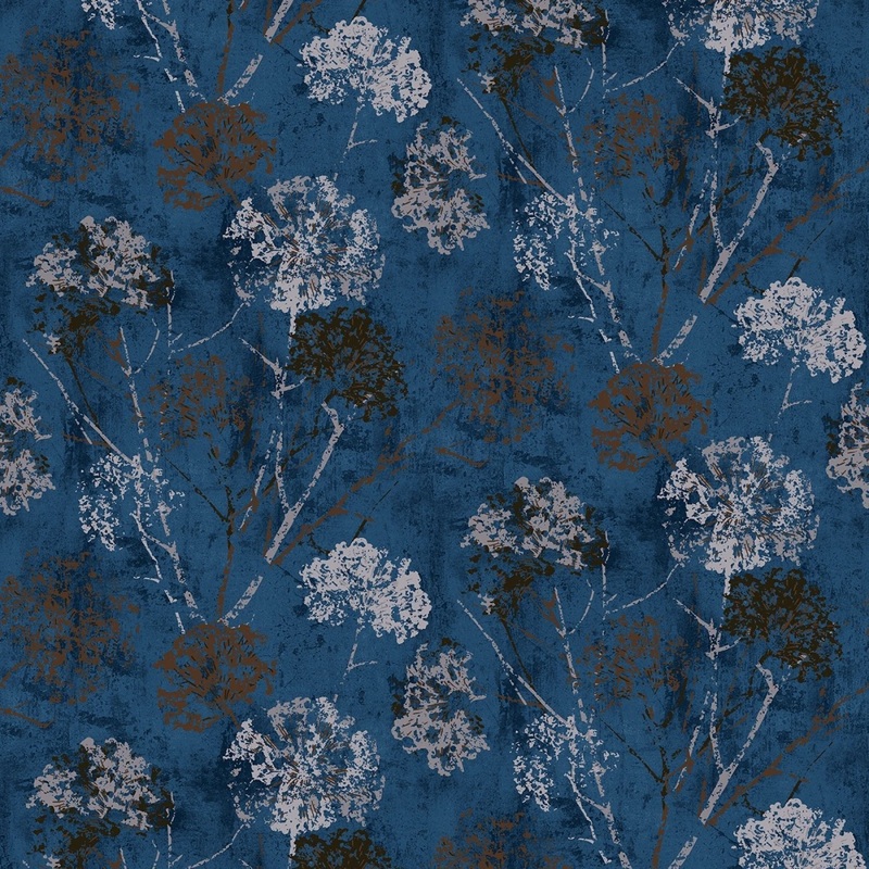 Navy Dandelion Stamp  | 108 Cotton (8276S-77) - Sold in UNITS of 1/4 metre