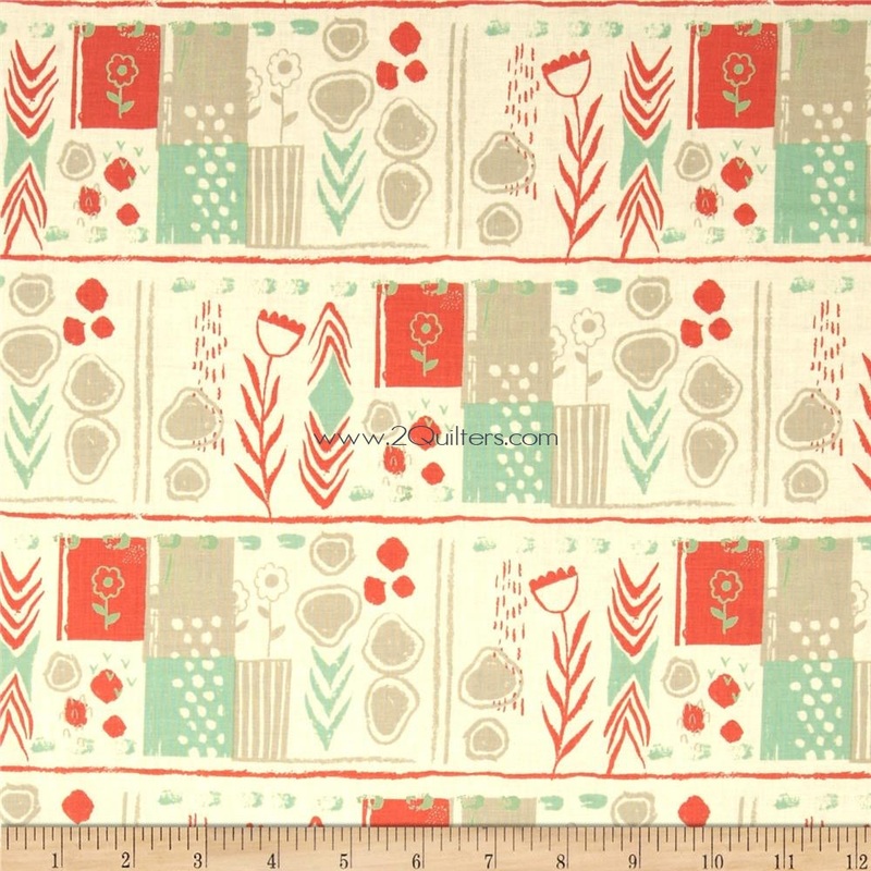 *Closeout Sale* Cotton + Steel, August, Mezzanine, Coral and Cream, per half-yard