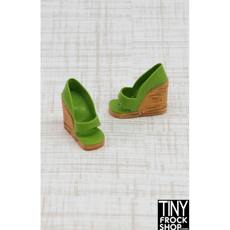 12 Fashion Doll Green Slide on Wedge Heels