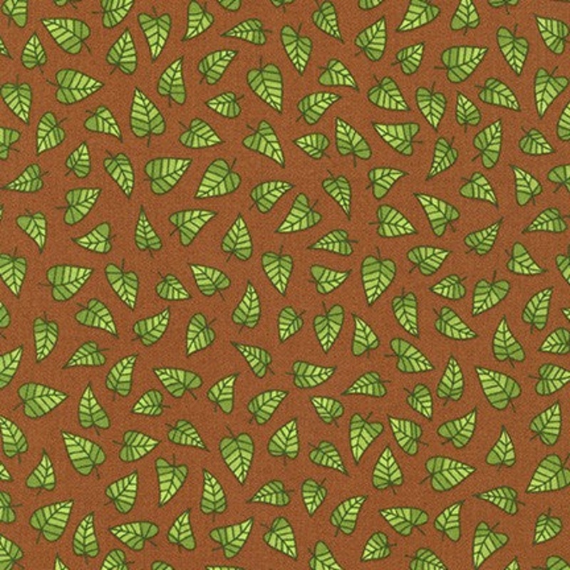 *Closeout Sale* Berry Season, Leaves in Roasted Pecan, per half-yard