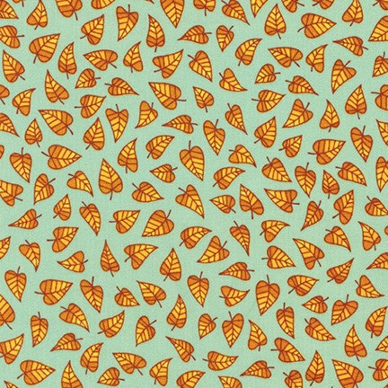 *Closeout Sale* Berry Season, Leaves in Seafoam, per half-yard