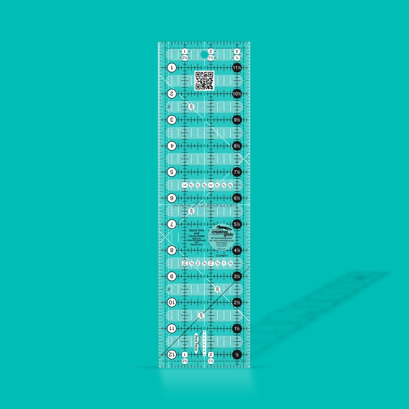 Creative Grids Quick Trim Ruler 3-1/2in X 12-1/2in Rectangle Quilt Ruler