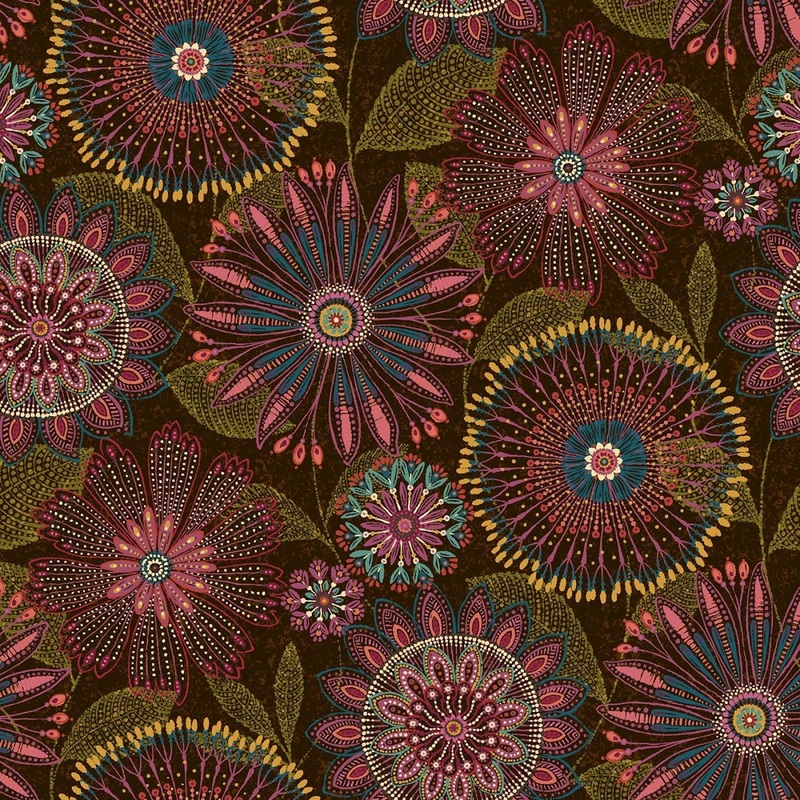 Autumn Floral Medallions (12in Repeat) 108 Cotton (3350W-38)  Sold in UNITS of  metre