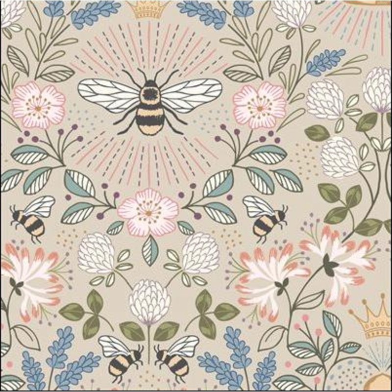 Bee Hive on Dark Cream by Lewis & Irene  108 Cotton (W15) - Sold in UNITS of 1/4 metre