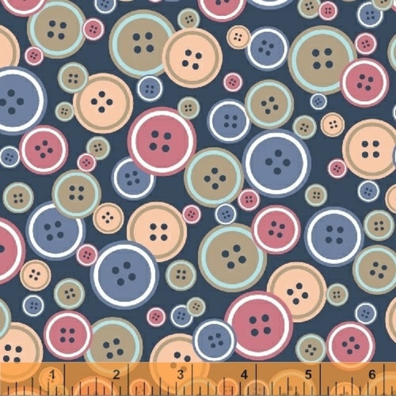 *Closeout Sale* Crafters Gonna Craft, Buttons - Navy, per half-yard