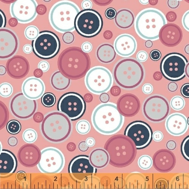 *Closeout Sale* Crafters Gonna Craft, Buttons - Rose, per half-yard