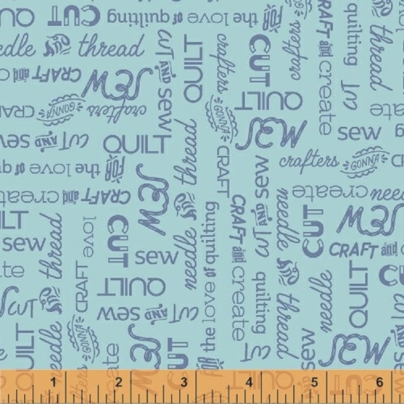 *Closeout Sale* Crafters Gonna Craft, Craft Words - Blue, per half-yard