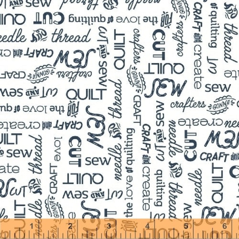 *Closeout Sale* Crafters Gonna Craft, Craft Words - White, per half-yard