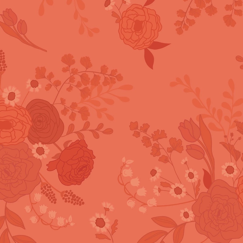 First Blooms by Heather Peterson Collection - Tonal Floral Coral | 108 Cotton (WB16331R-CORAL) - Sold in UNITS of 1/4 metre