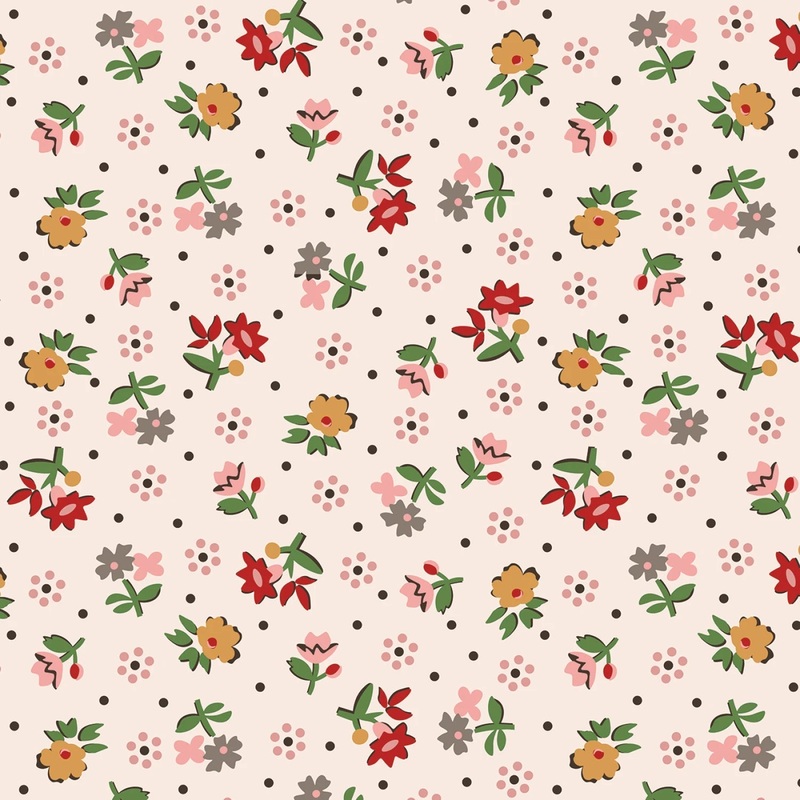 Gentler Times - Coral by Lori Holt  | 108 Cotton (WB16493R-CORAL) - Sold in UNITS of 1/4 metre