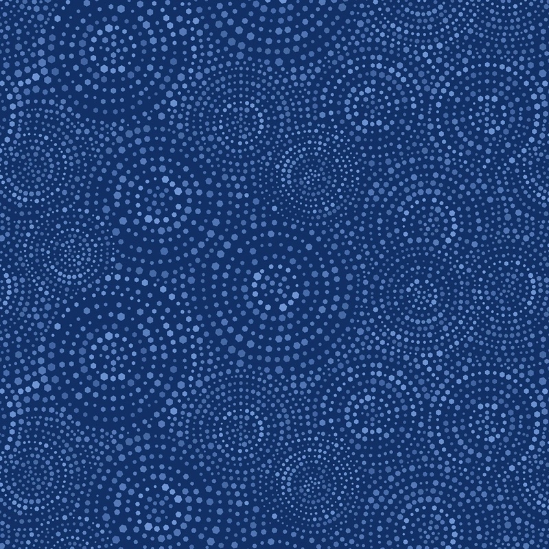 Blue Concentric Hexi-Dots | 108 Cotton (BQ4185-77) - Sold in UNITS of 1/4 metre
